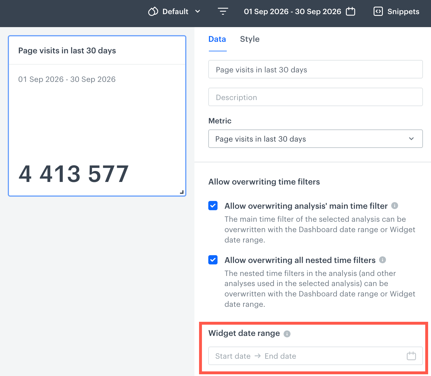 Widget date range field in widget settings