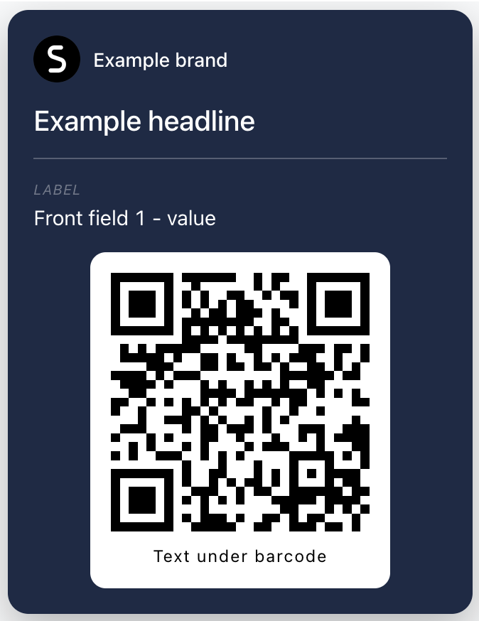 Wallet pass preview with a QR code (Google Wallet preview mode)