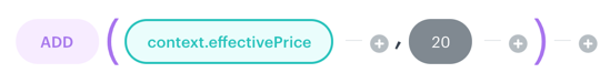 ADD function example in AI Hub recommendation filter including items more expensive than the currently browsed product