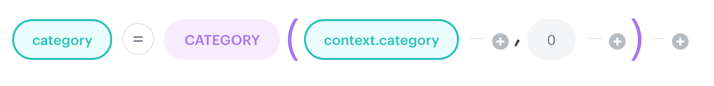 CATEGORY function example in AI Hub recommendation filter including items of exactly the same category as the currently browsed product