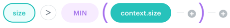 MIN function example in AI Hub recommendation filter including items larger than the smallest size of the currently browsed product