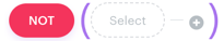 NOT function syntax in AI Hub recommendation filter showing the required parameter for negating a filter condition