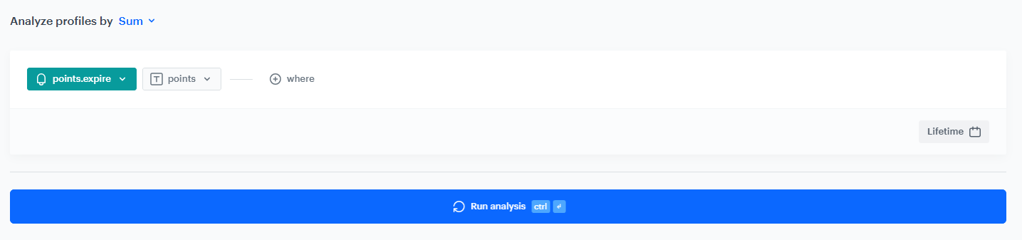 Decision Hub aggregate summing the points parameter of all points.expire events in a customer's lifetime