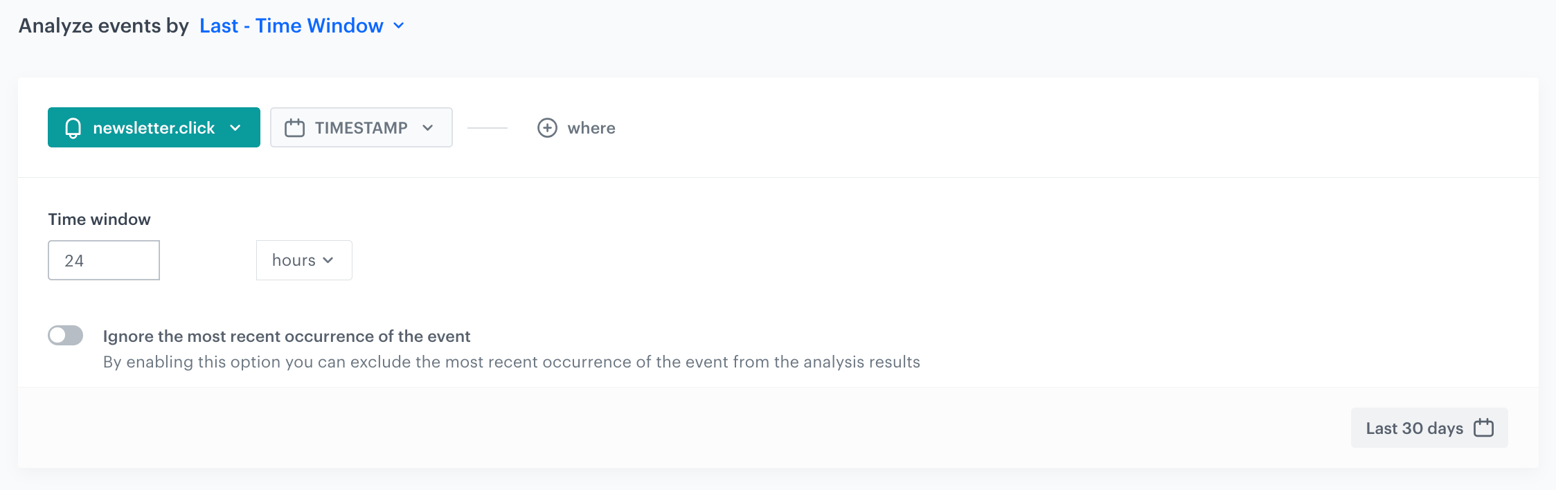 The preview of the configuration of the event aggregate
