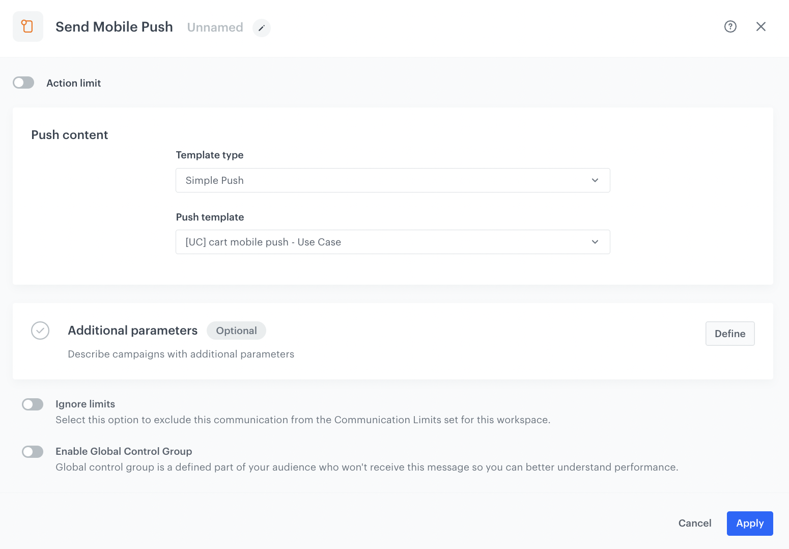 Send Mobile Push node