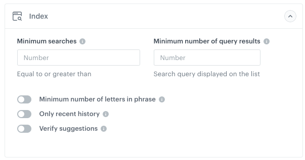 Index settings