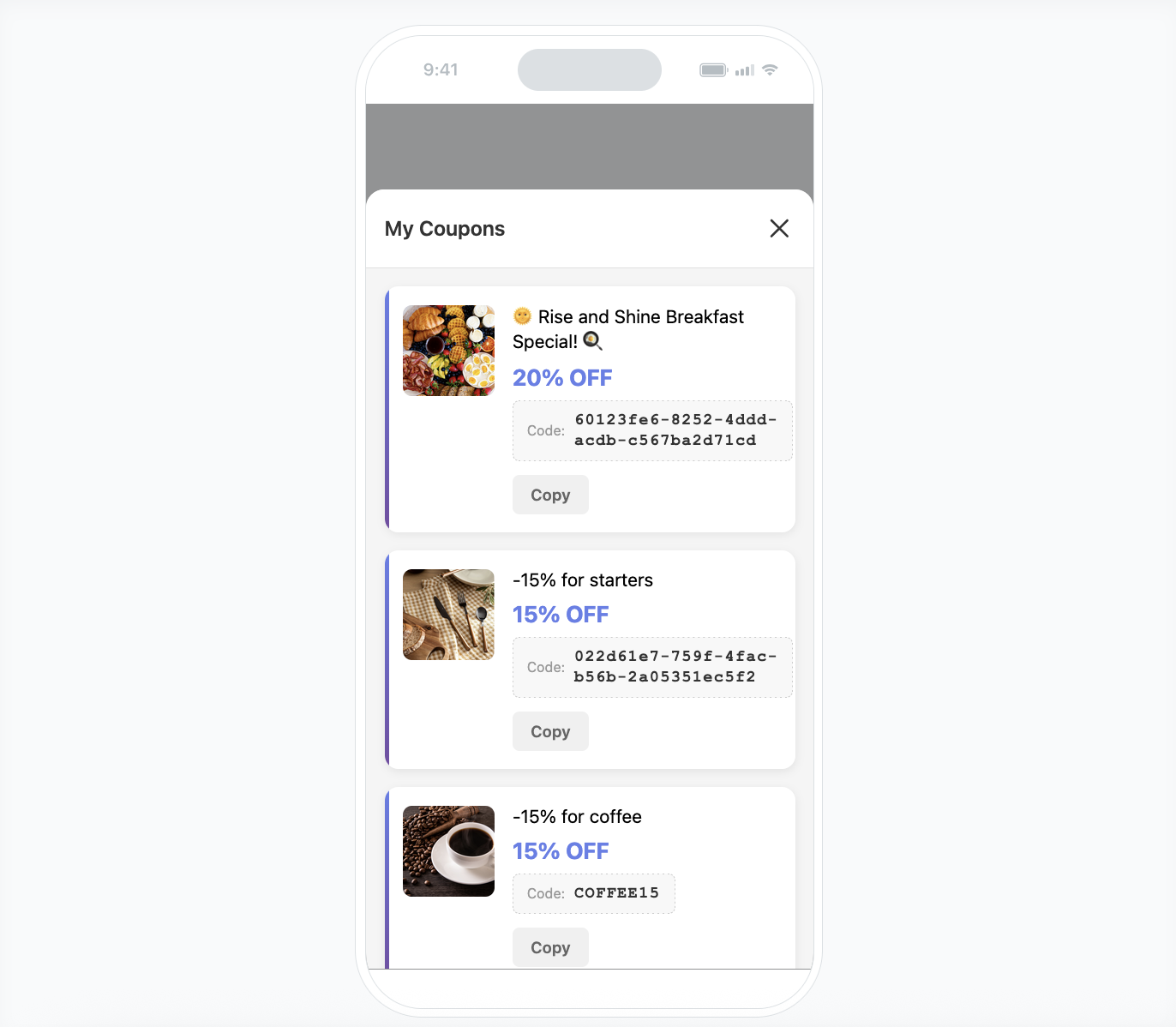 The view of in-app configuration