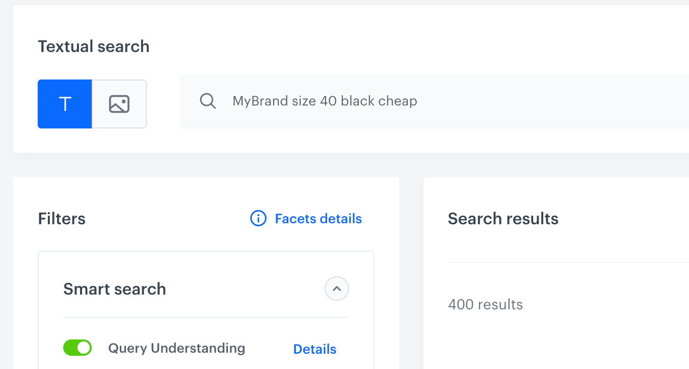 The Query Understanding toggle in the search preview