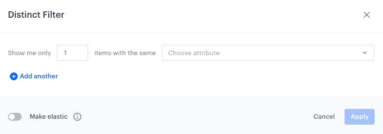 Distinct Filter pop-up