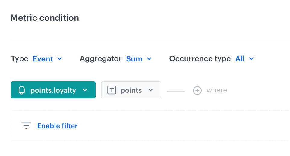 The highlighted section on the screen presents metric conditions