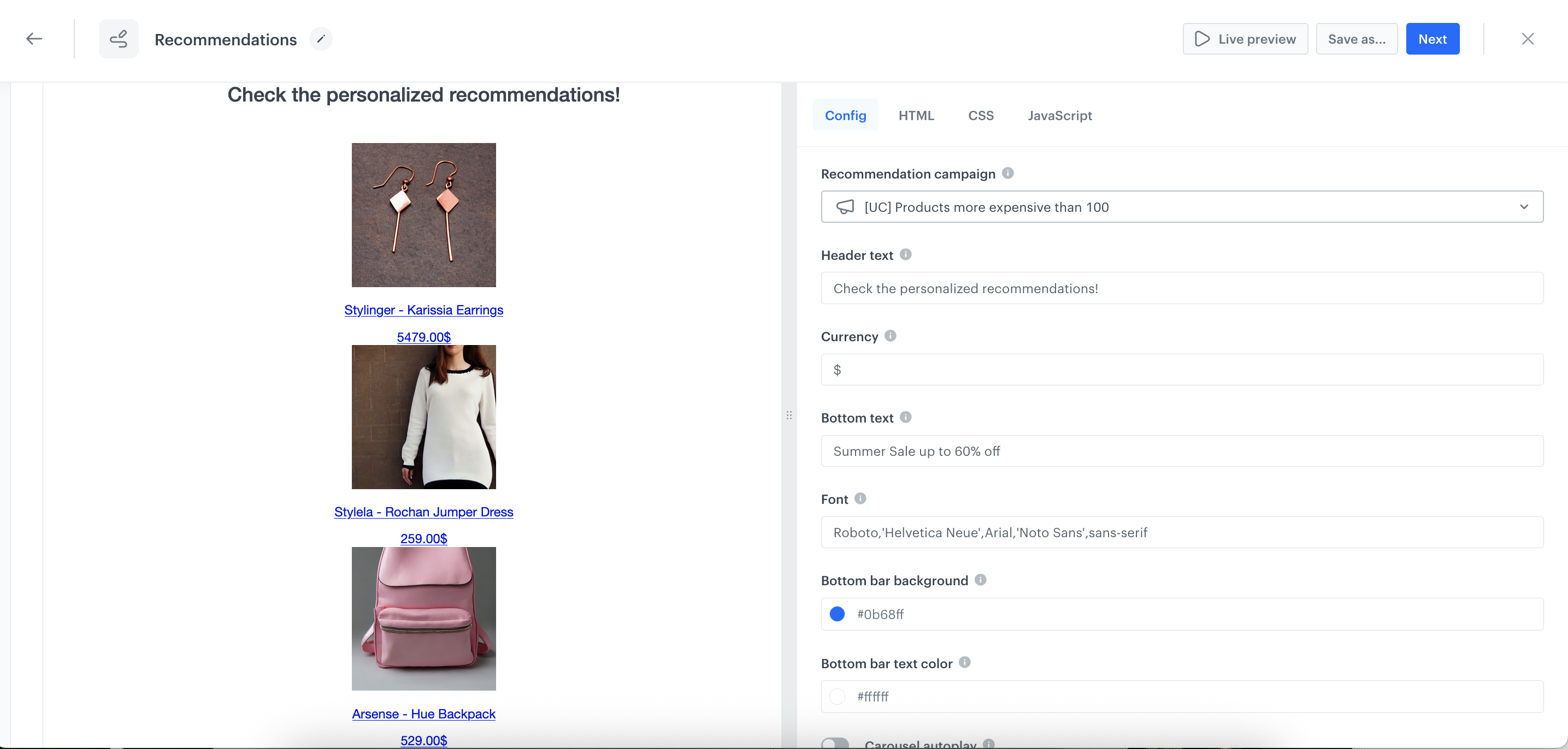 The view of the Web layer template