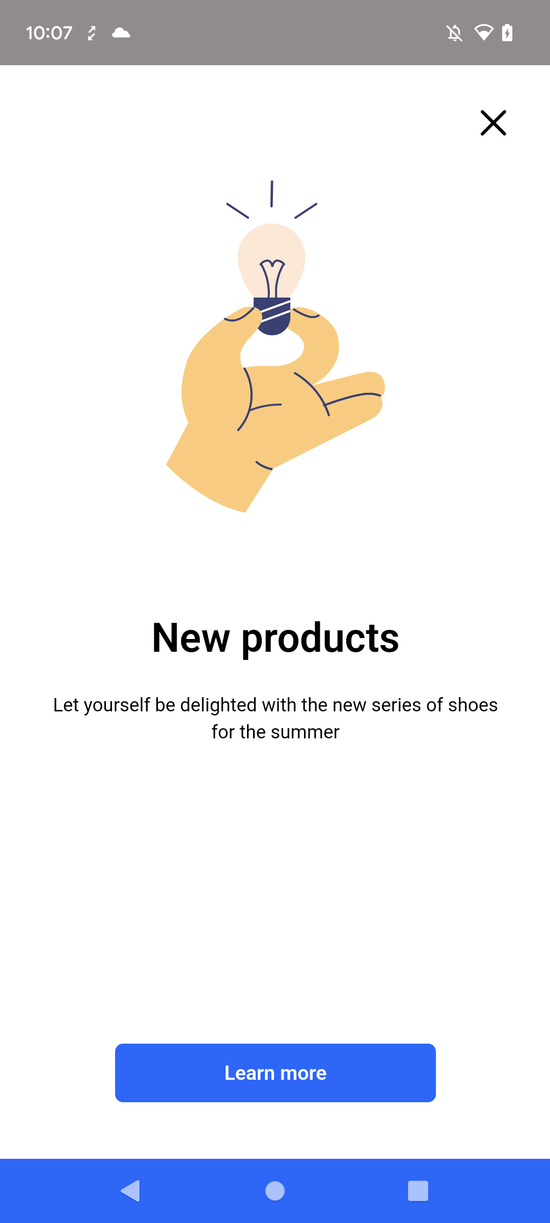 In-app message campaign example