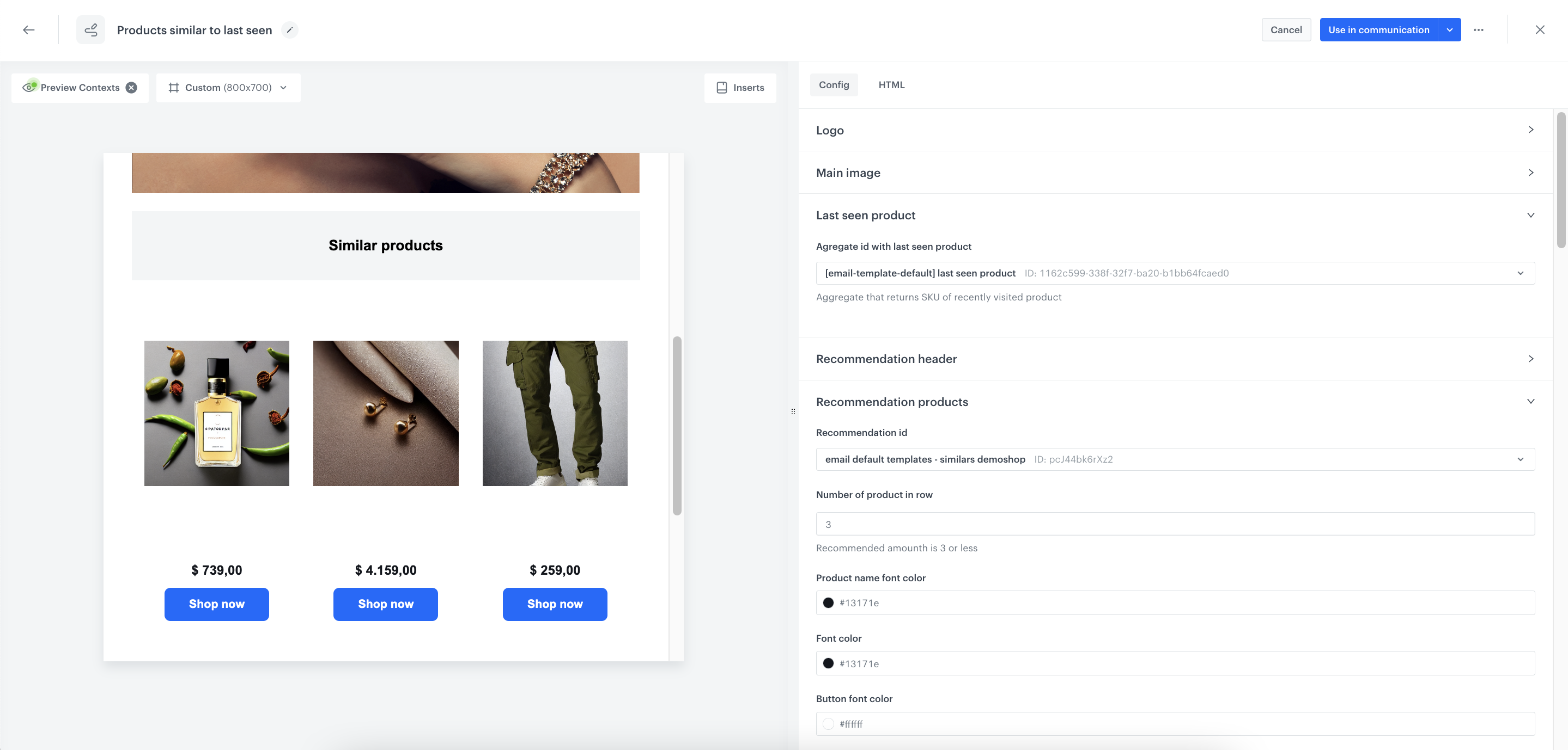 The view of the Edit form in the Config tab