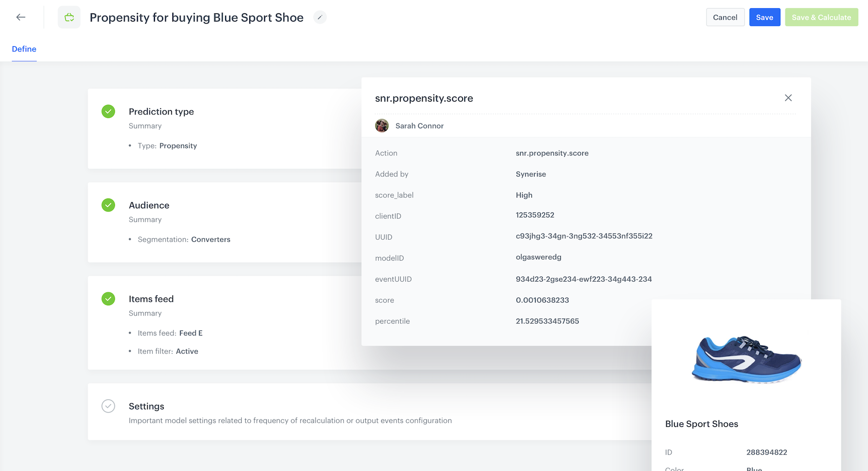 Propensity to buy a particular item: Blue Sport Shoes