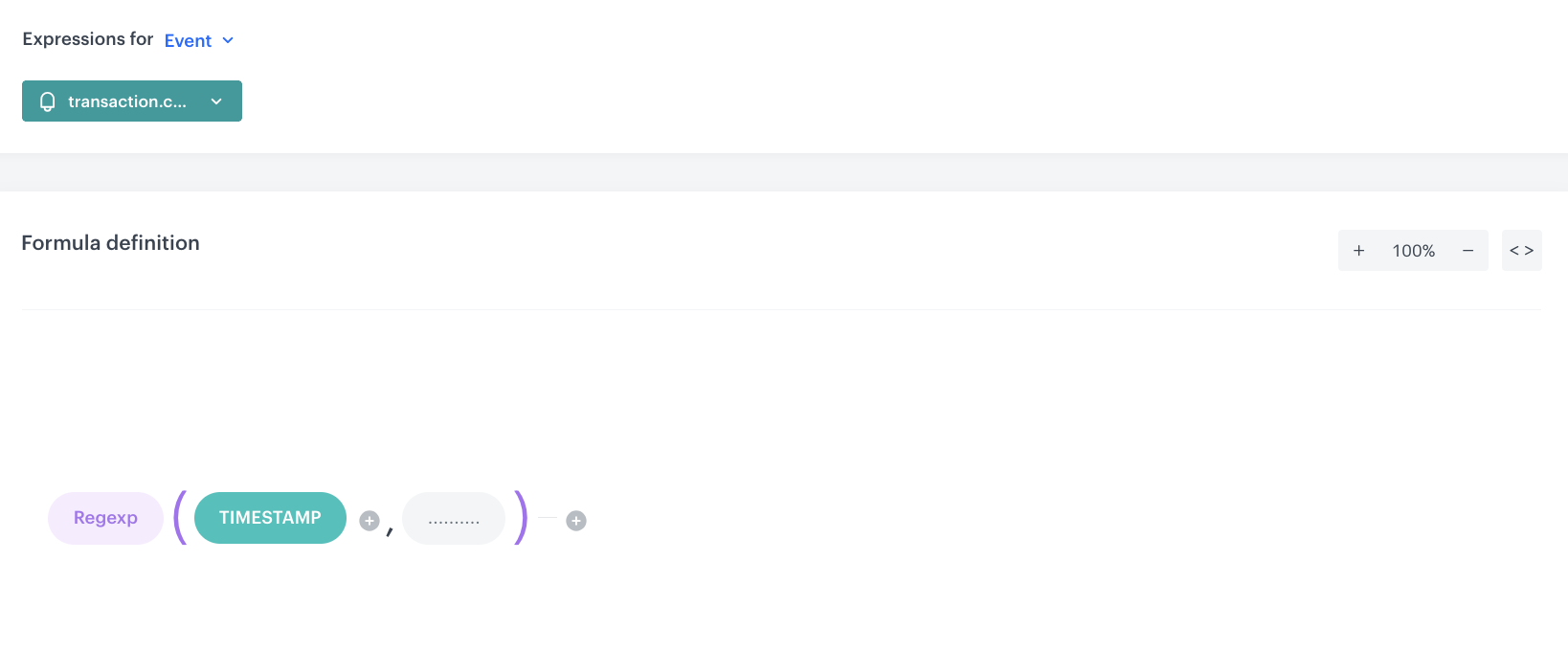Configuration of the date expression for transaction.charge
