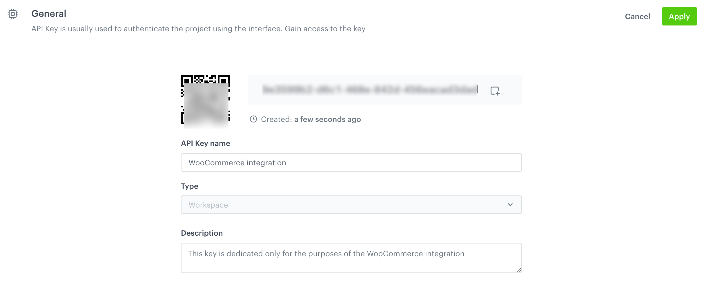 Details of the API key