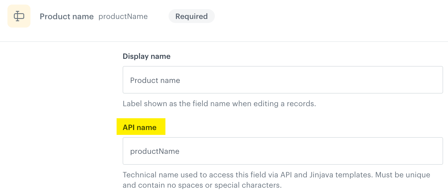 API name