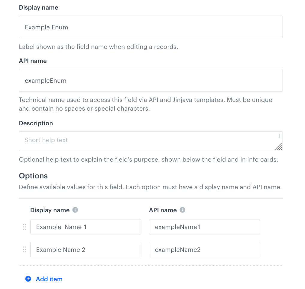 Enumeration in the schema editor
