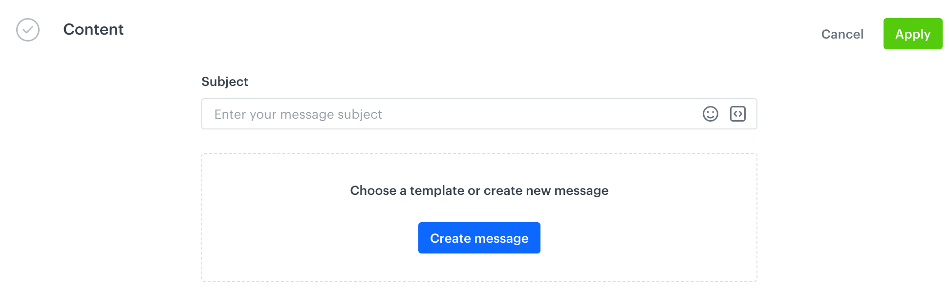 The Content section in the Send Email node