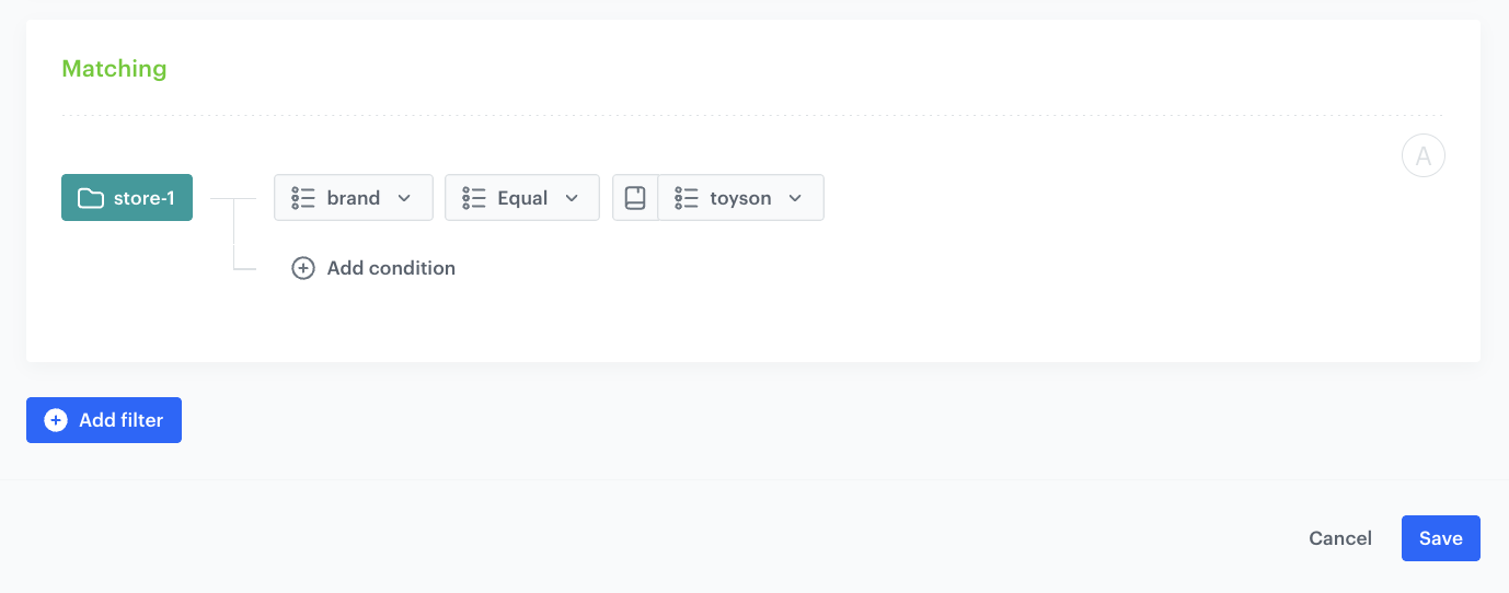 Item filter configuration