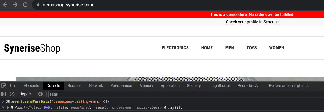 The image presents browser console with the Tag assign script executed