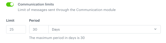 Exemplary communication limit config