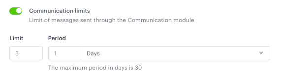 Exemplary communication limit config