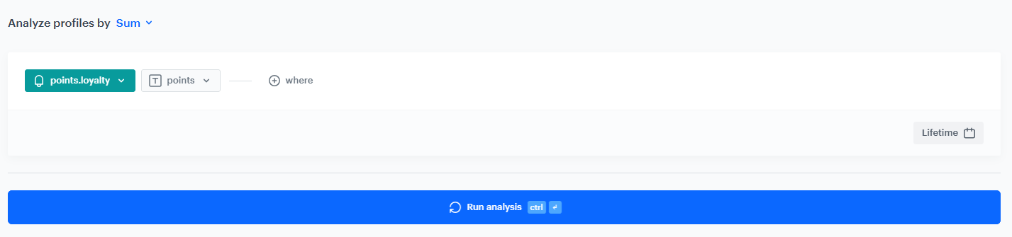 Decision Hub aggregate summing the points parameter of all points.loyalty events in a customer's lifetime