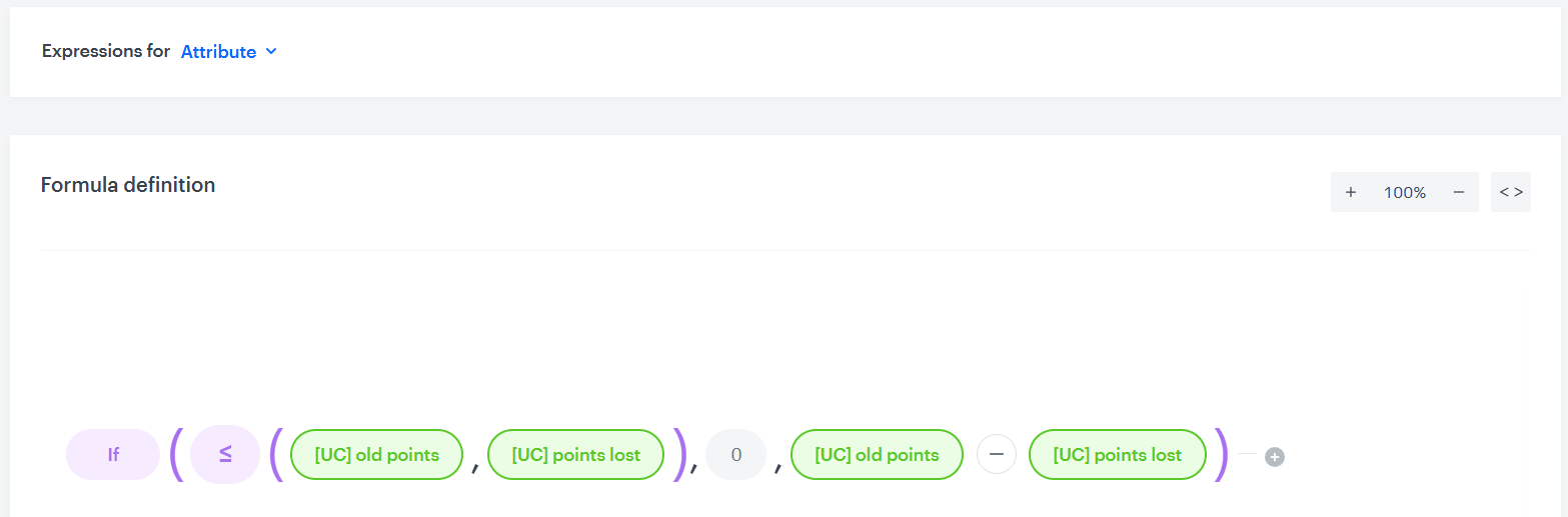 Behavioral Data Hub expression formula calculating loyalty points eligible for expiration