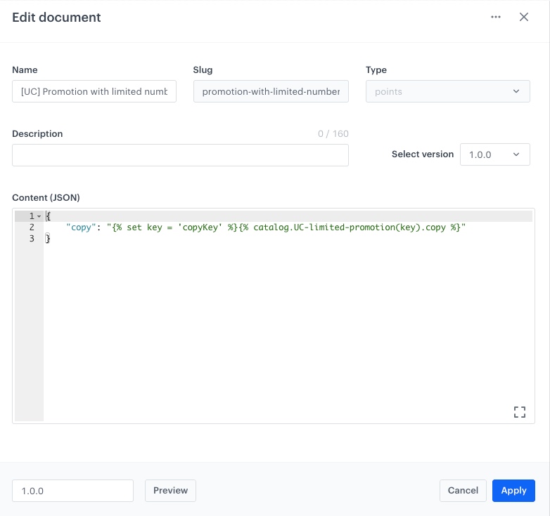 The view of the document configuration