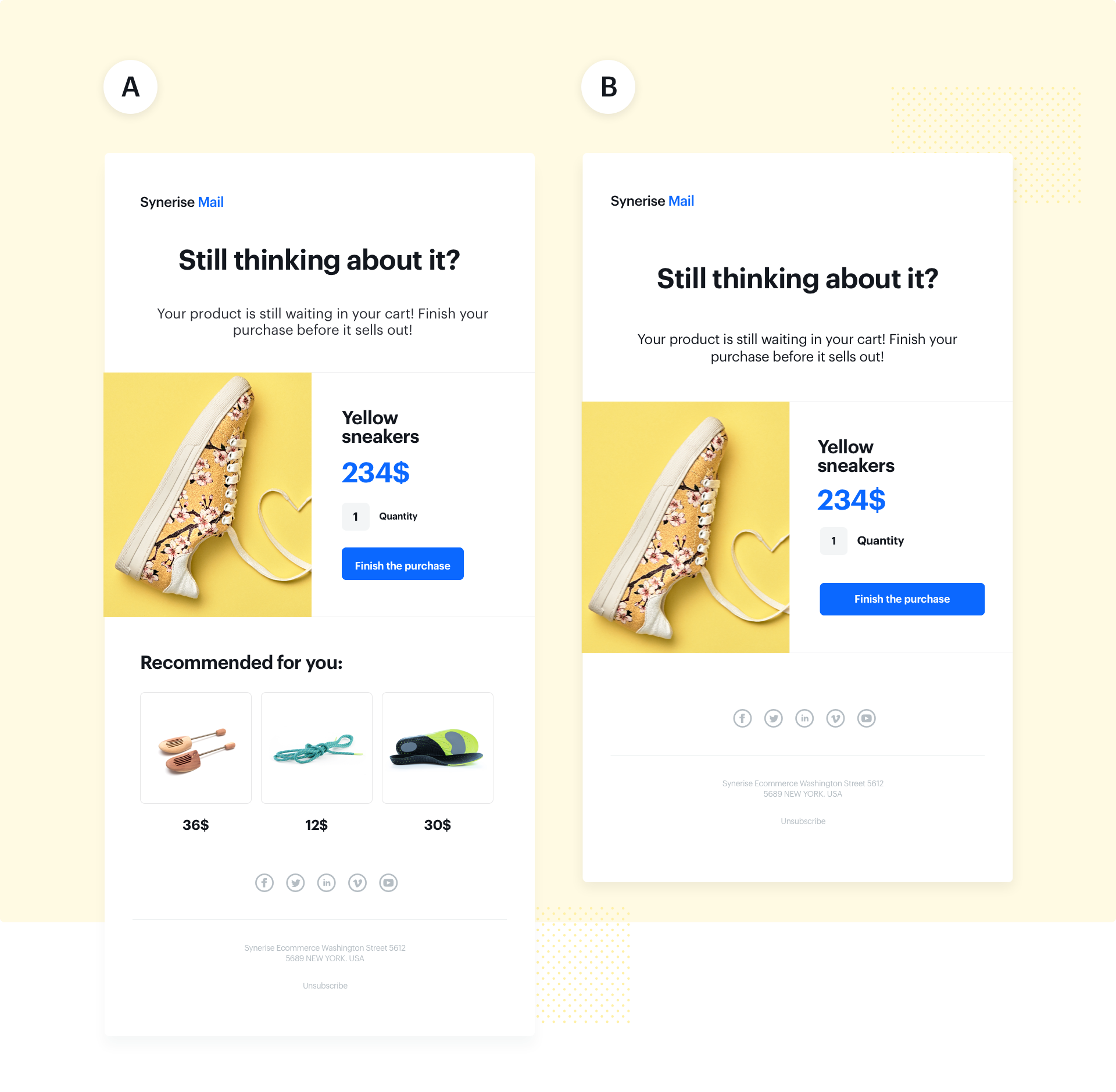 Screenshot presenting email with recommendations
