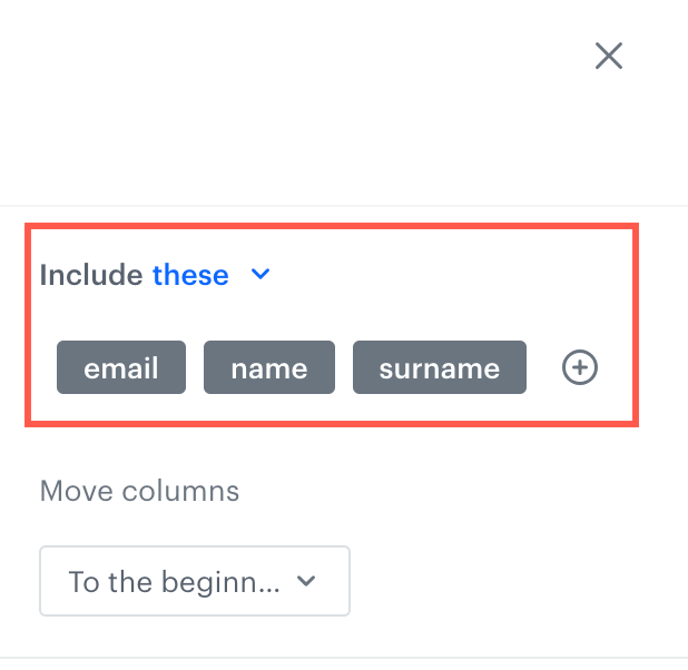 Selected columns