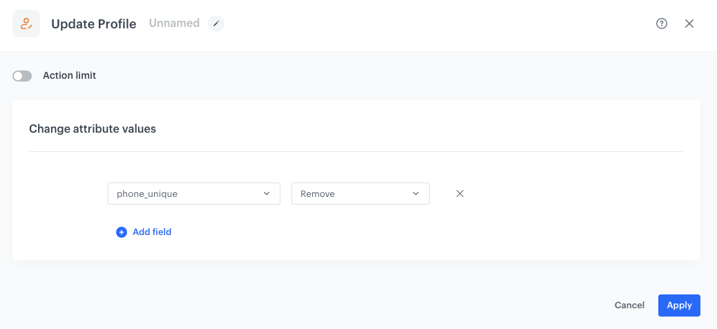 Screenshot presenting update profile node