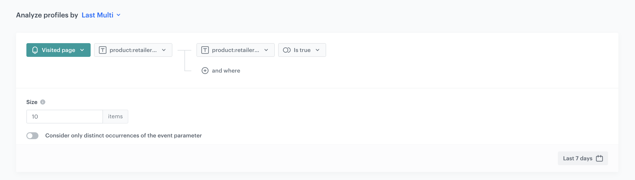 Decision Hub Last aggregate returning the product ID of the last visited product page in the past 7 days