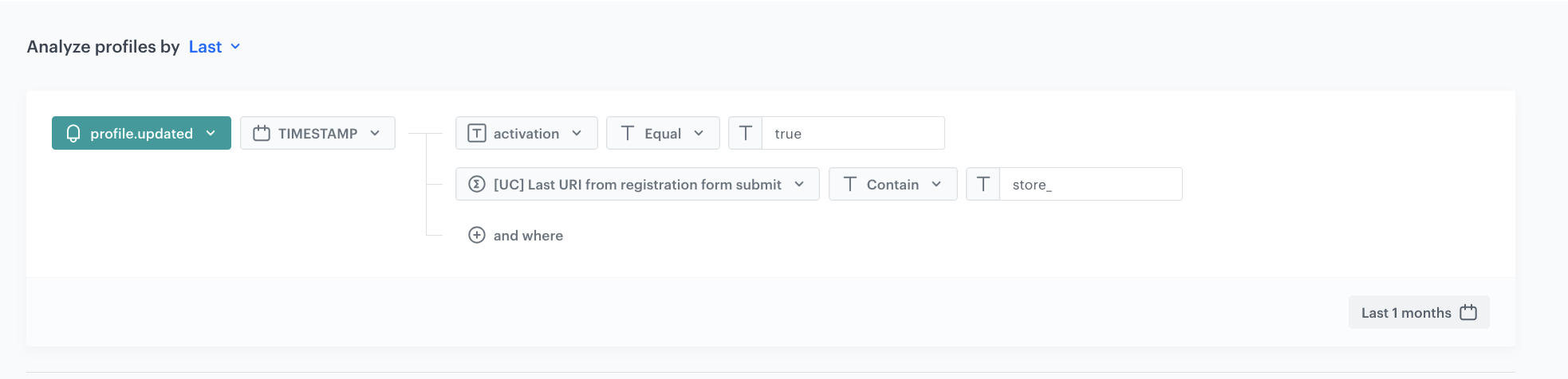 Configuration of the profile aggregate for account confirmation with store origin