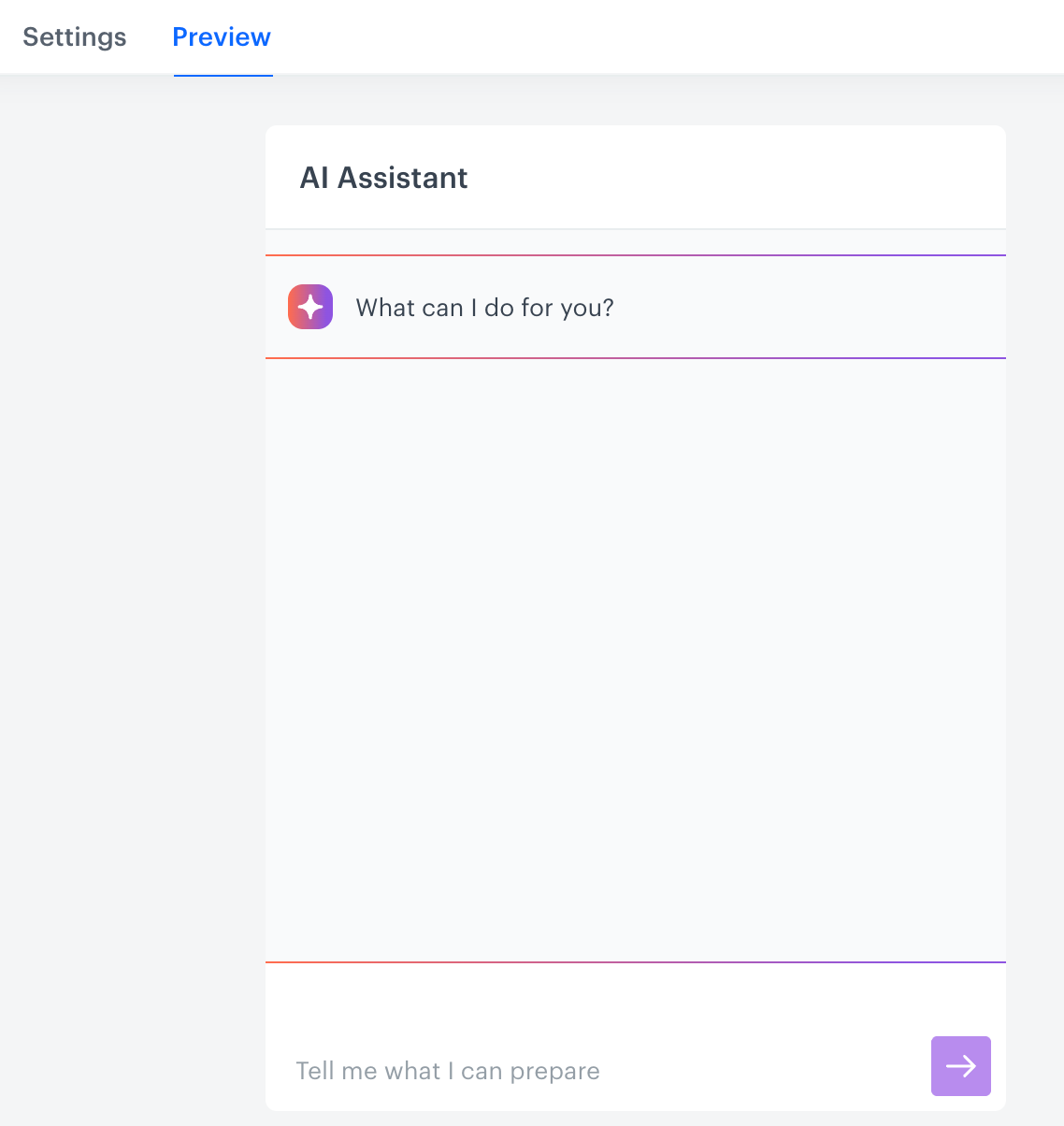 Preview mode of the Customer Agent
