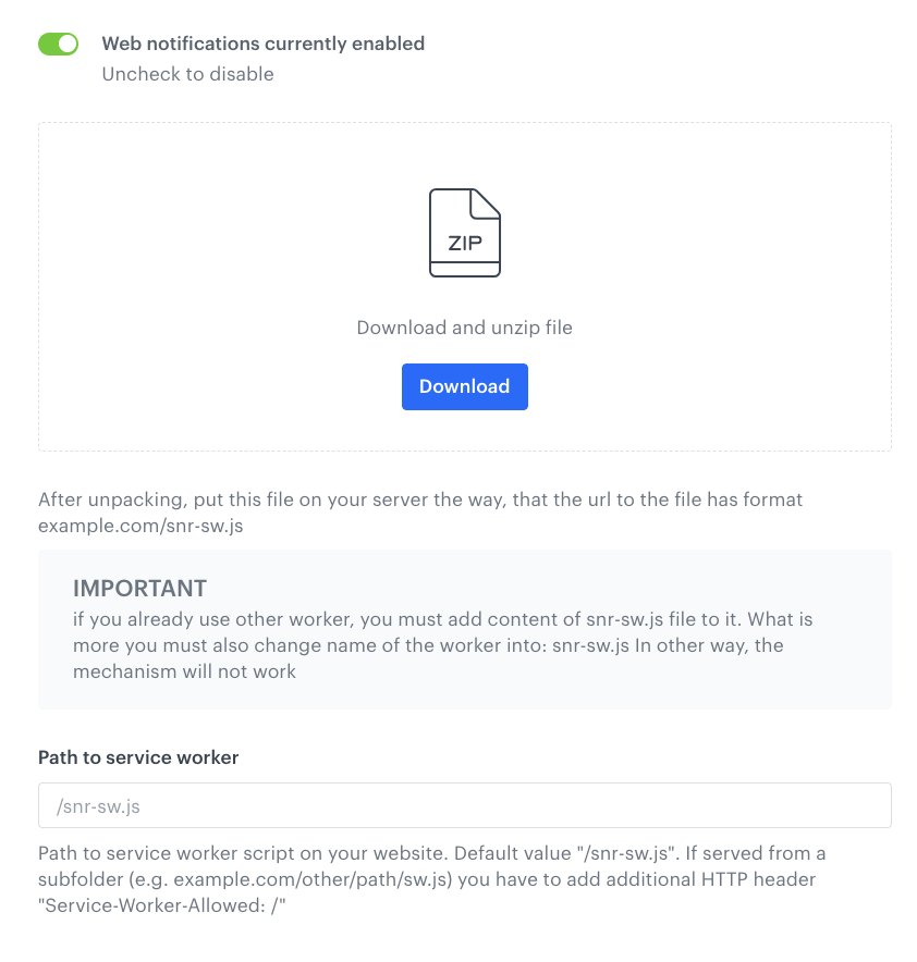 Configuring web push notifications — Synerise Documentation
