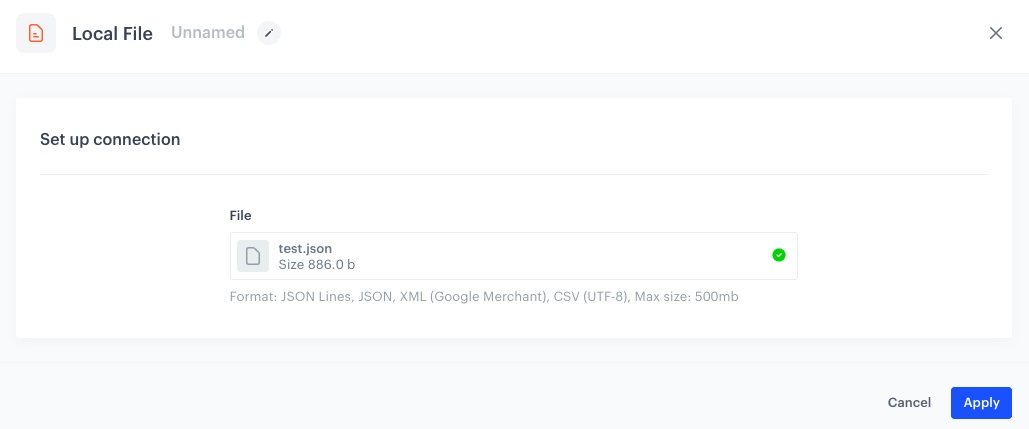The view of the Local File transfer