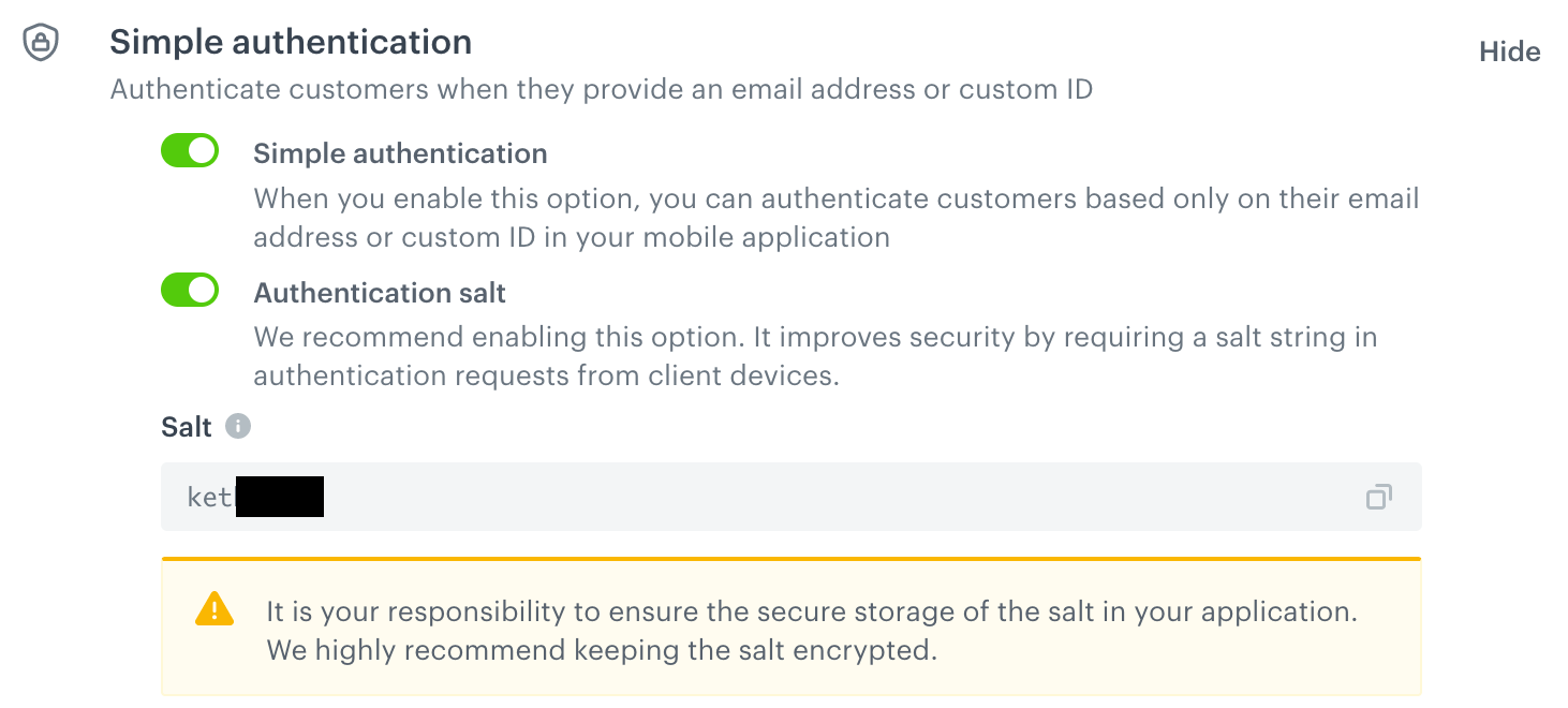 Simple authentication with salt enabled (recommended)