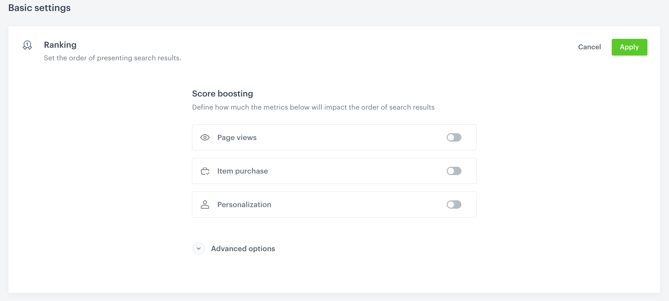 Configuration of ranking