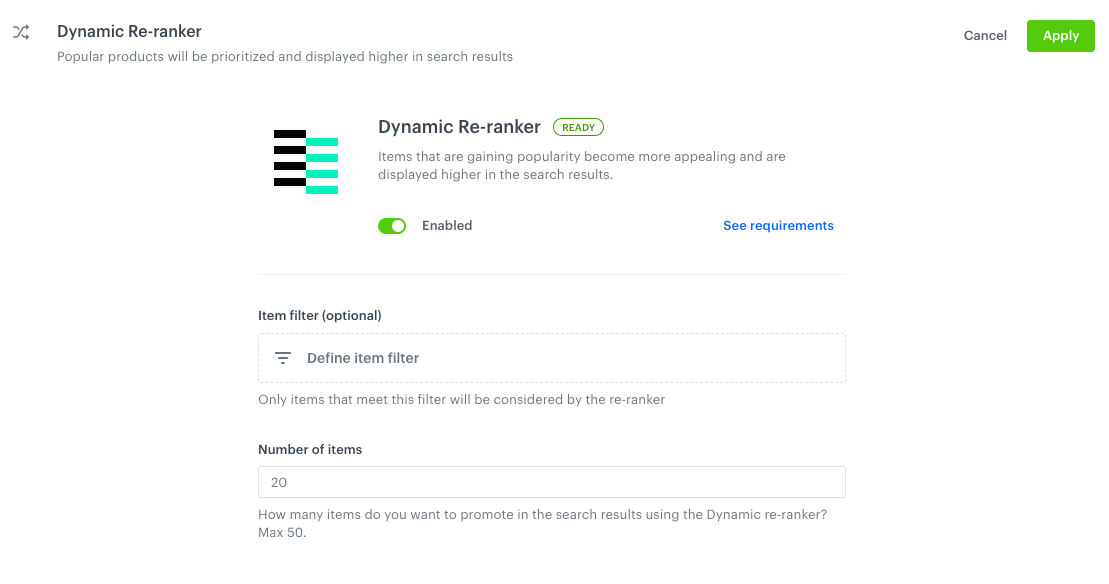 Dynamic re-ranker enabled