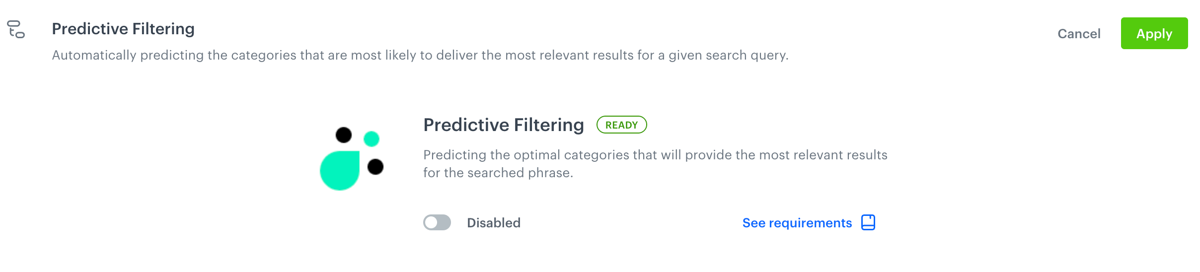 Default state of the predictive filtering feature