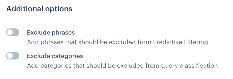 Excluding phrases and categories