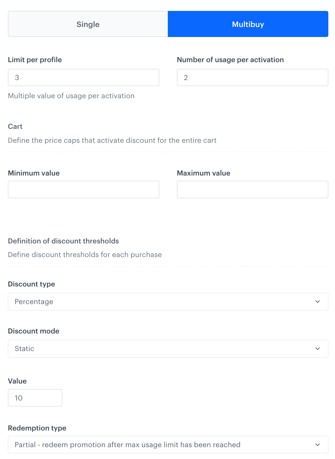 Example configuration of Multibuy promotion logic