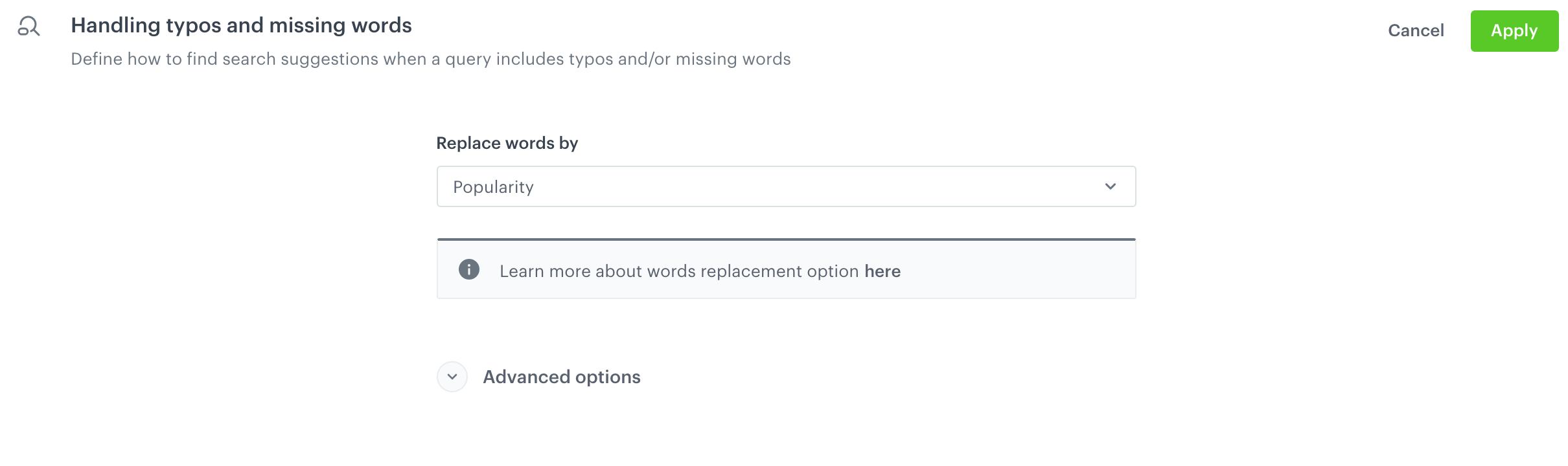 The configuration of handling typos and missing words in AI Search