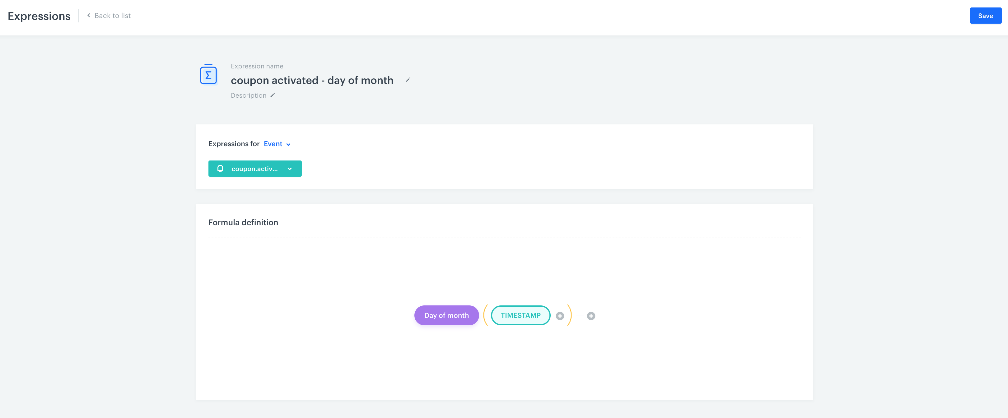 The construction of the Day of month formula