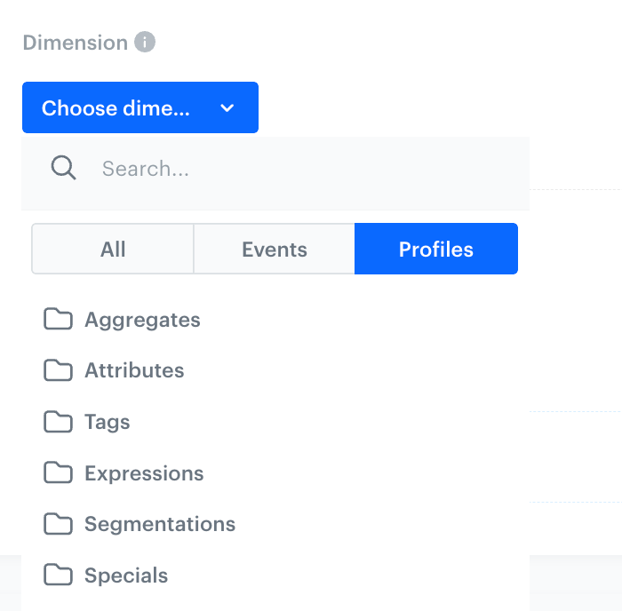 Report dimension dropdown options
