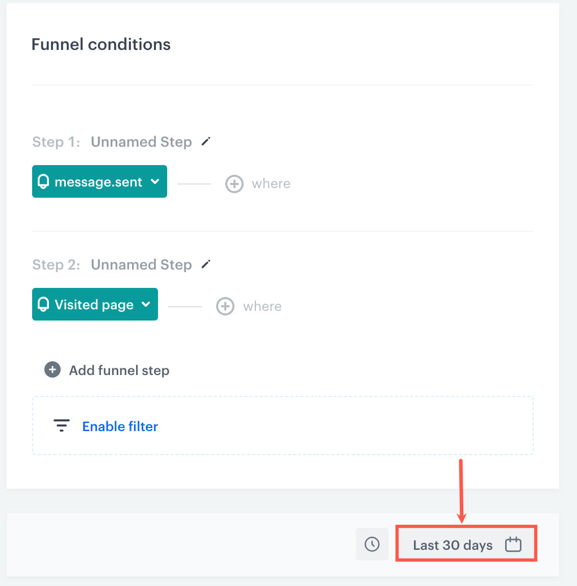 A date range inside a funnel