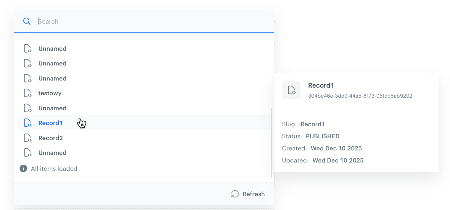 Selecting a record in a one-to-one reference