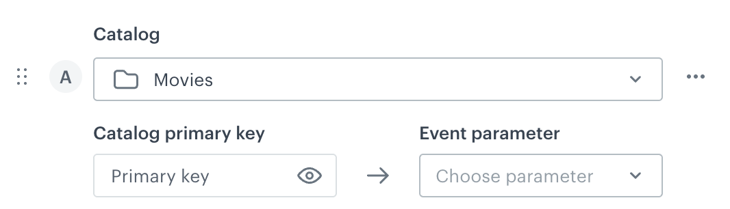 Catalog item key and Event parameter fields